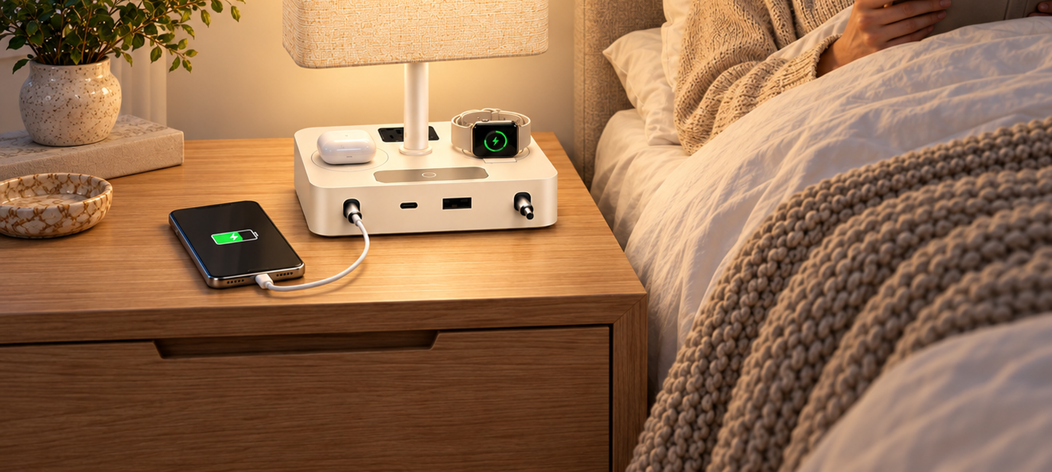 Bedside lighting and charging station