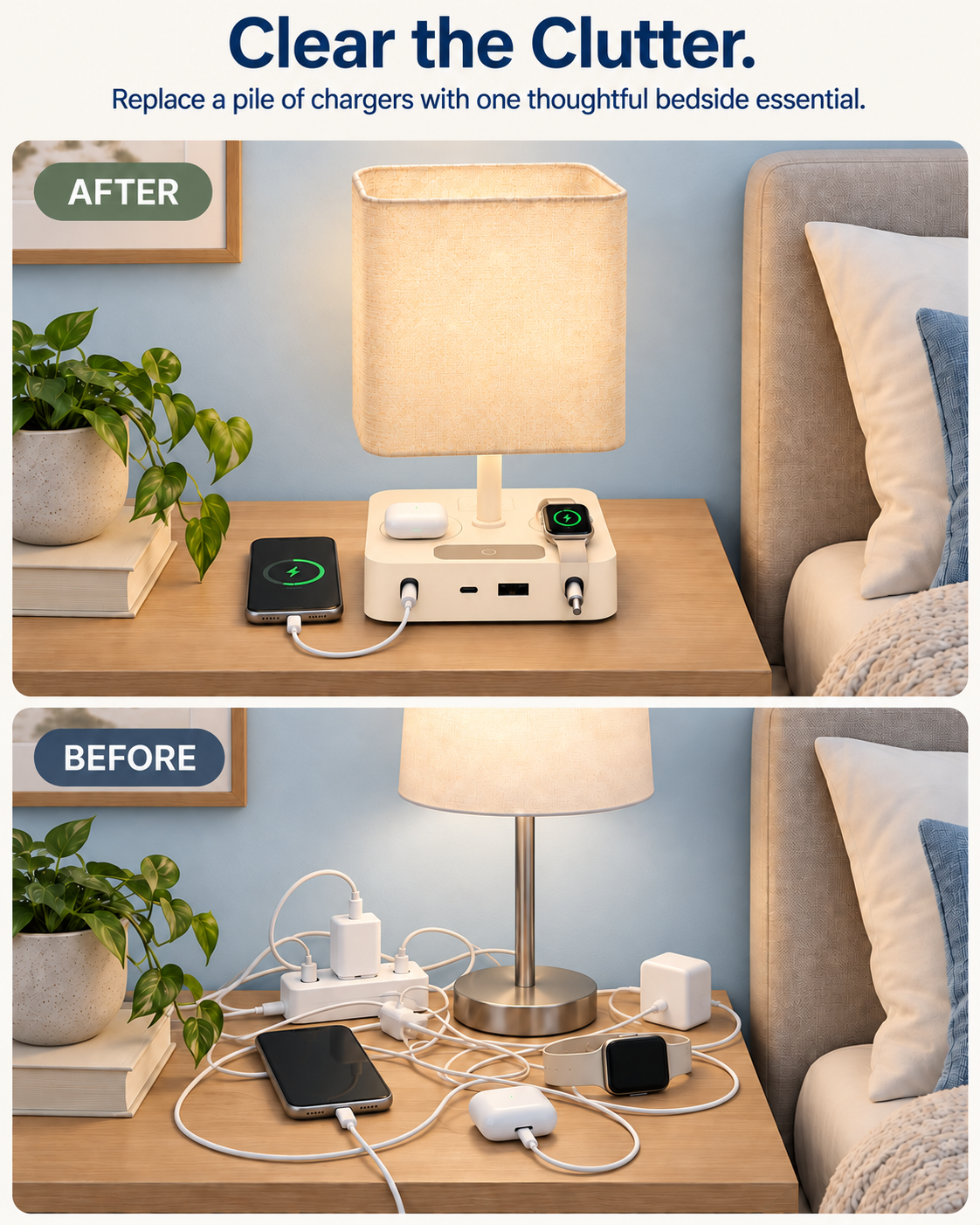FlexTurtle Calm 7-in-1 Bedside Charging Station Lamp