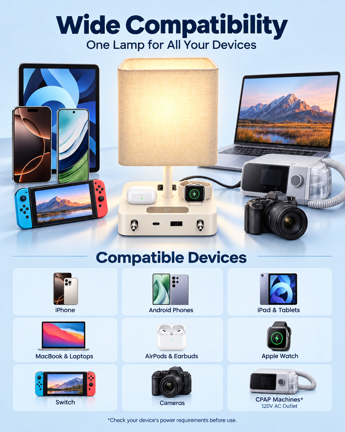 FlexTurtle Calm 7-in-1 Bedside Charging Station Lamp