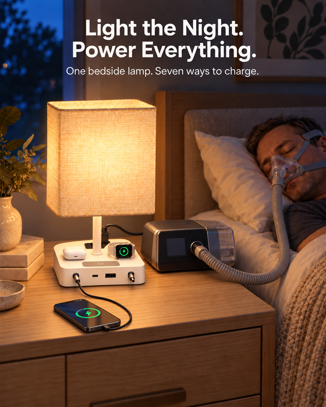 FlexTurtle Calm 7-in-1 Bedside Charging Station Lamp