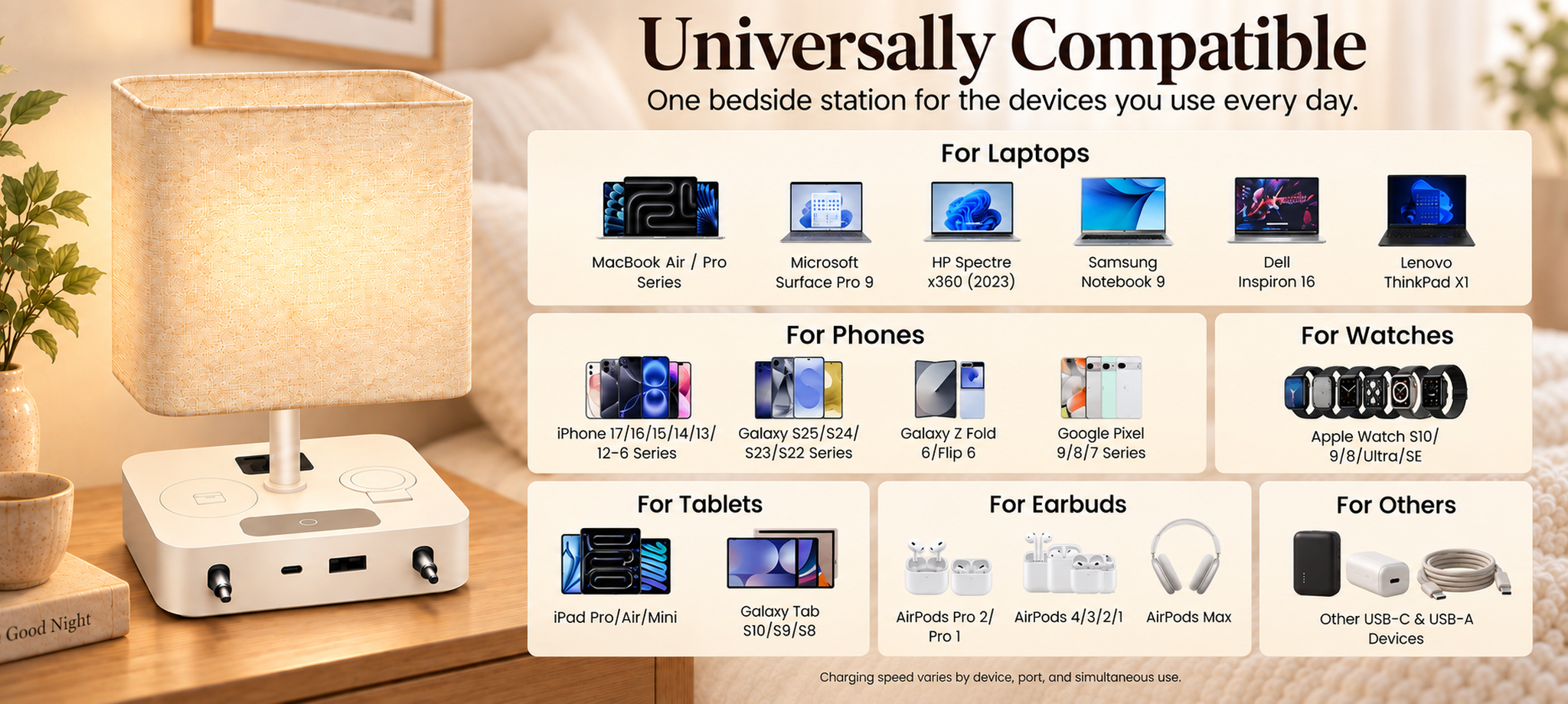 Compatible laptops phones watches tablets and earbuds