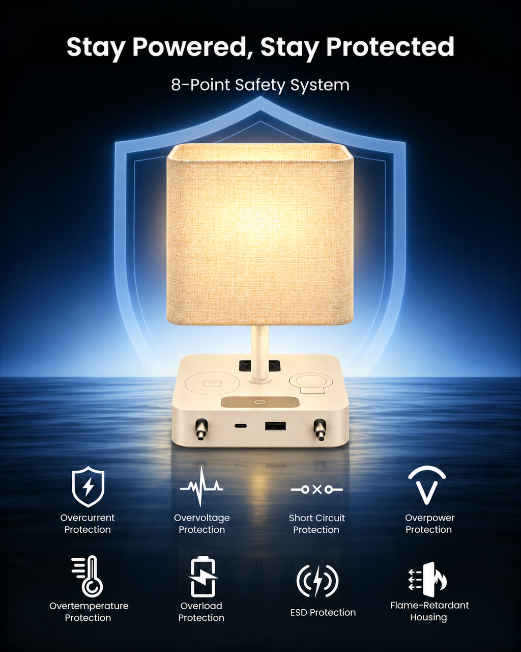 FlexTurtle Calm 7-in-1 Bedside Charging Station Lamp