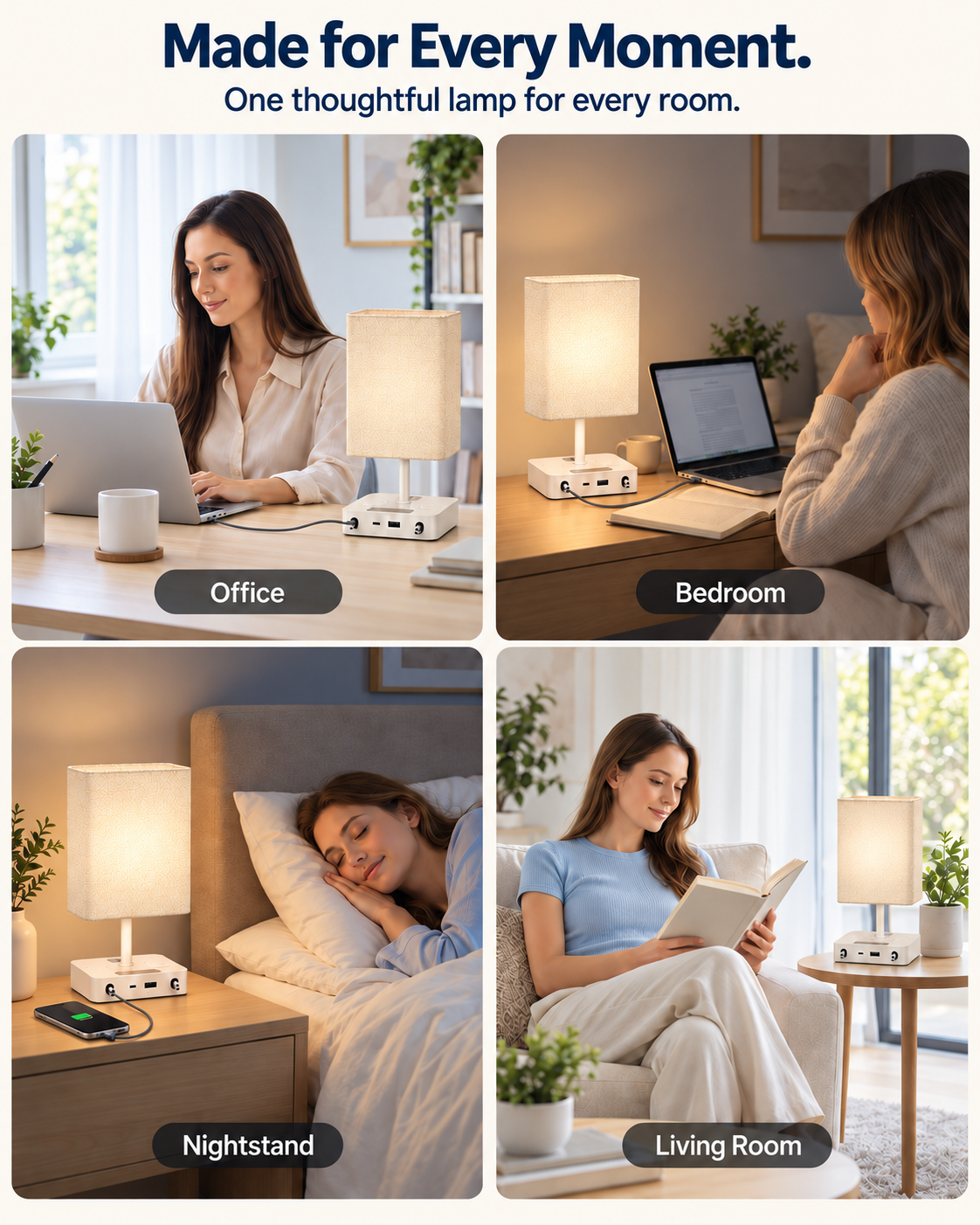 FlexTurtle Calm 7-in-1 Bedside Charging Station Lamp